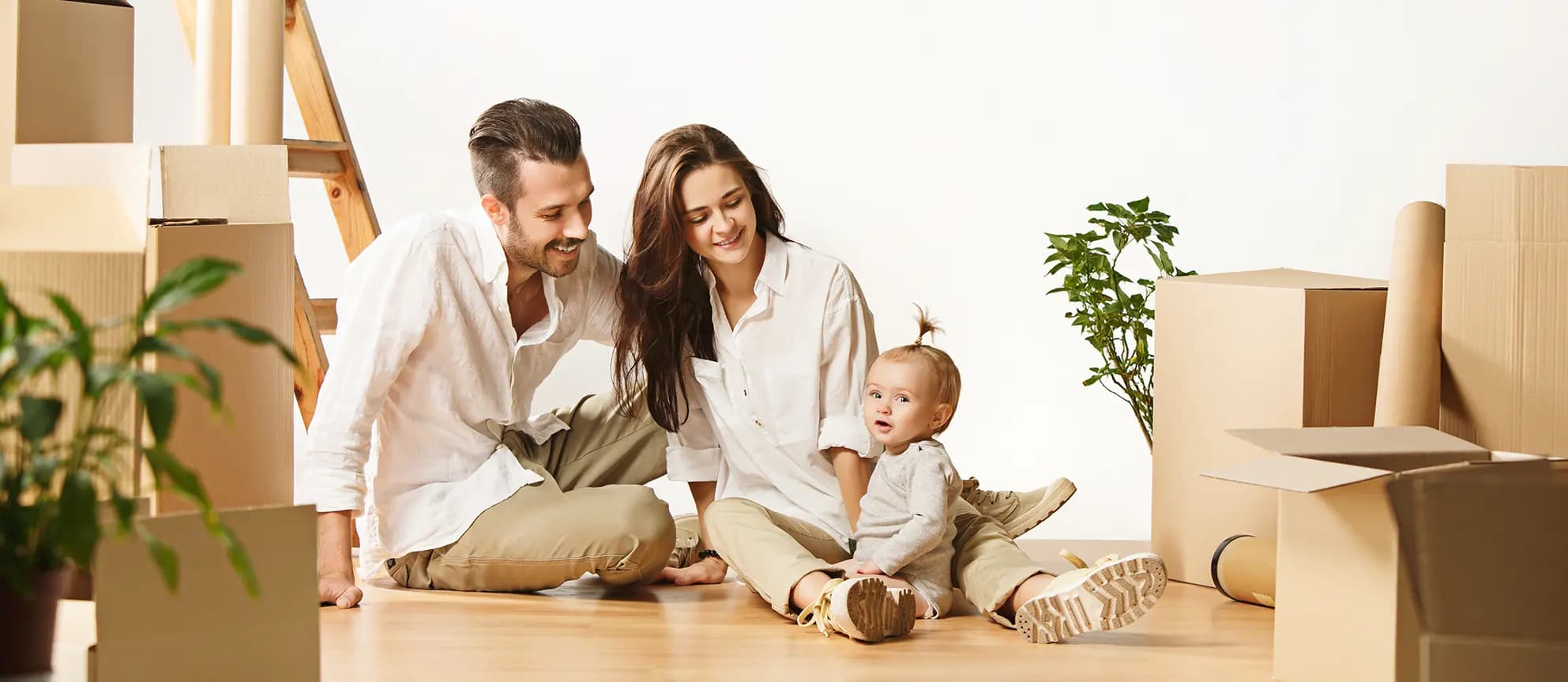 Happy family choosing their new home